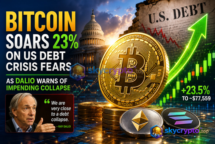 Bitcoin Soars 23% on US Debt Crisis Fears as Dalio Warns of Impending Collapse
