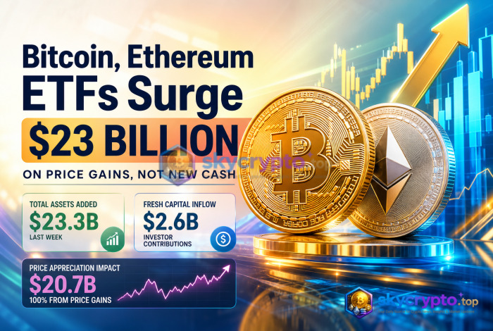 Bitcoin, Ethereum ETFs Surge $23 Billion on Price Gains, Not New Cash