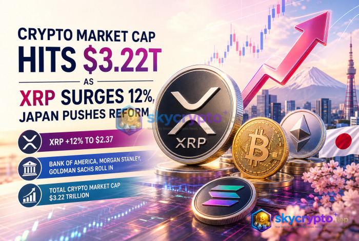Crypto Market Cap Hits $3.22T as XRP Surges 12%, Japan Pushes Reform
