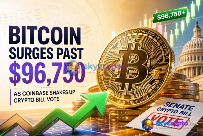 Bitcoin Surges Past $96,750 as Coinbase Shakes Up Crypto Bill Vote