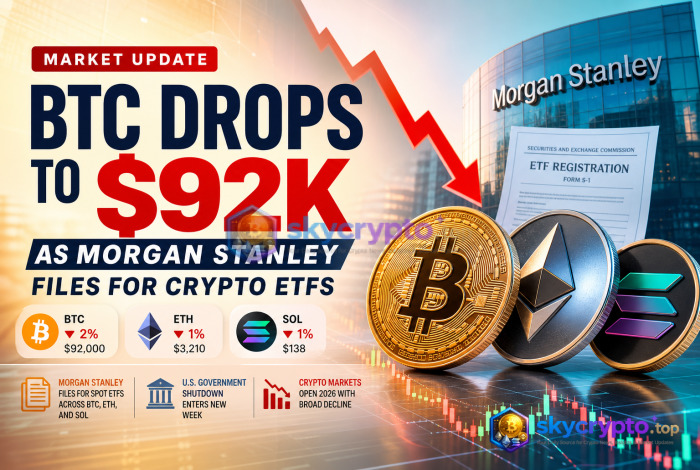 BTC Drops to $92K as Morgan Stanley Files for Crypto ETFs